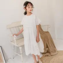 Белое летнее платье для девочек г. Летние детские платья принцессы Милая модная одежда для подростков платья для больших девочек 6, 8, 10, 12 лет