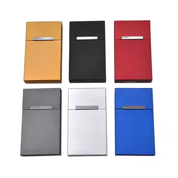 

Portable Famale Pocket Cigarette Case Holder Thin Storage Box Aluminum Metal Tobacco Box Windproof Case Cover 20pcs Sticks