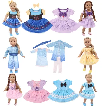 

Doll Clothes Princess Dress Print Embroidered Patterns For 18 Inch American&43 Cm Baby Doll Clothes Generation Girl`s Toys