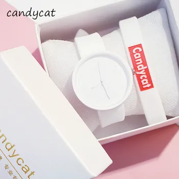 

CandyCat Watch Female Korean Version of The Simple Trend Vintage Matcha Green Candy Jelly Cute Womens Watch Gifts for Women