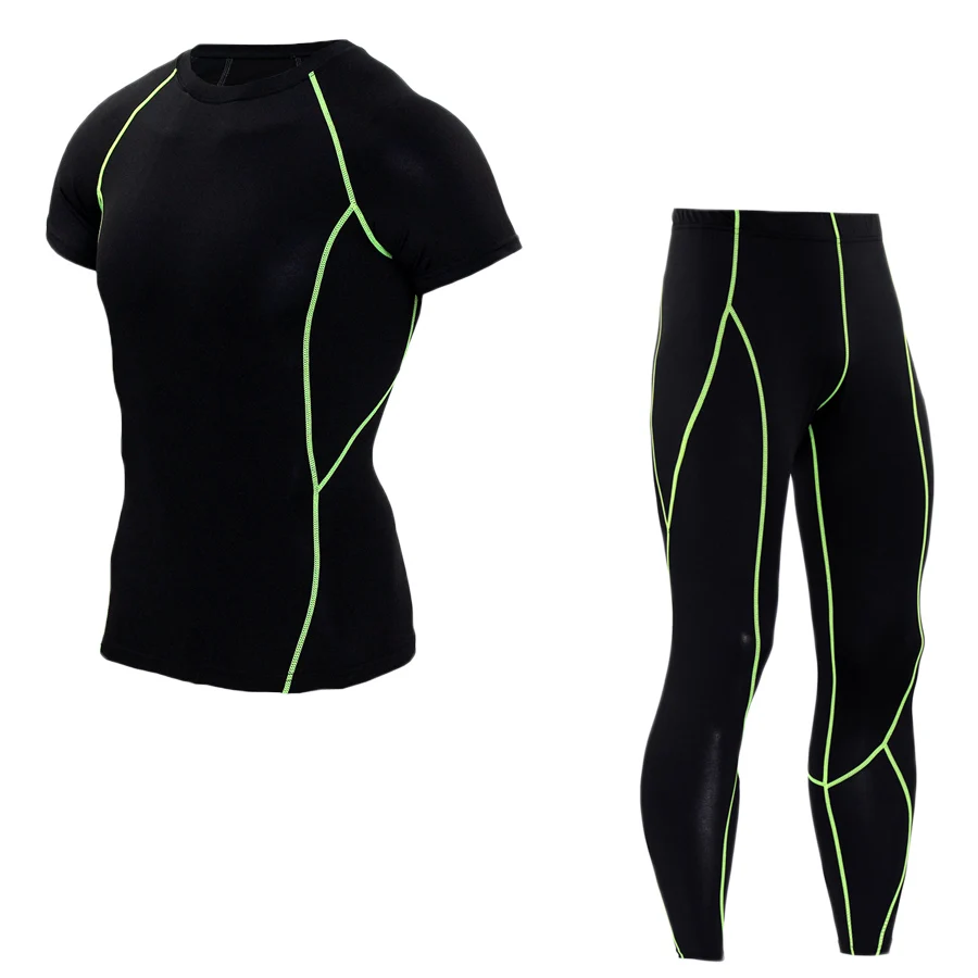 men's sports suits Quick-drying compression men sport training suit gym jogging running suit men's tight fitness workout clothes