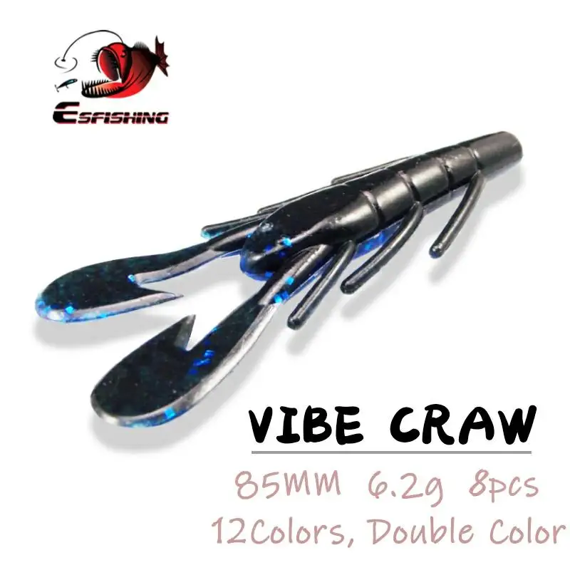 ESFISHING New Soft Bait Vibe Craw 85mm 6g Crawfish Injected Scents and Salts Pesca Isca Artificial Fishing Lures esfishing t tail shad soft baits 50 76 100 125 150 180mm es easy shiner isca artificial silicone pesca fishing lures tackle