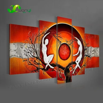 

5 Panel Handpainted Abstract Wall Art Canvas Oil Painting Handmade Wall Painting For Living Room Home Art Decoration Unframed