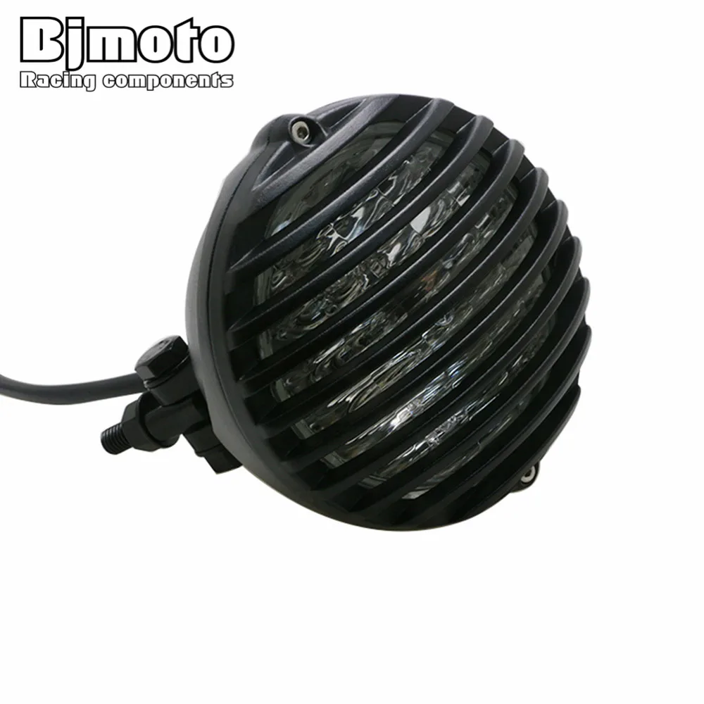  BJMOTO Balck 4-7/8'' LED Motorcycle Headlight Fog Light Headlamp Farol For Harley Cafe Racer Choppe - 32863020876