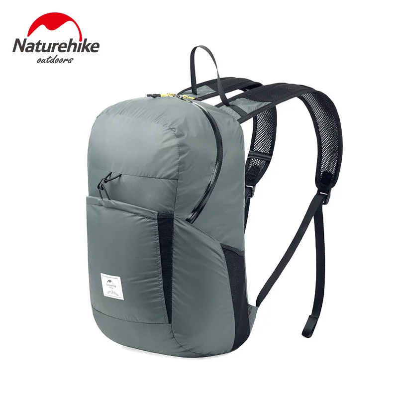 Naturehike 18L 25L складной рюкзак Ультра-легкая водонепроницаемая сумка для кемпинга Мужская и женская кожаная сумка на открытом воздухе альпинистские дорожные сумки - Цвет: Gray 25L