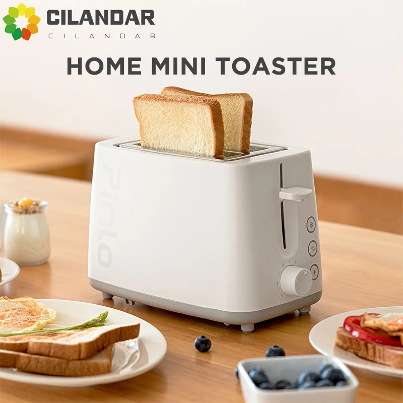 Electric Toaster Machine 2 Slices Mini Auto Bread Toaster With Removable Crumb Tray