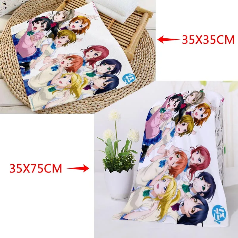 New Custom LoveLive! Printing Towel Microfiber Absorbent Beathroom washcloth Square Towels 35x35cm 35x75cm