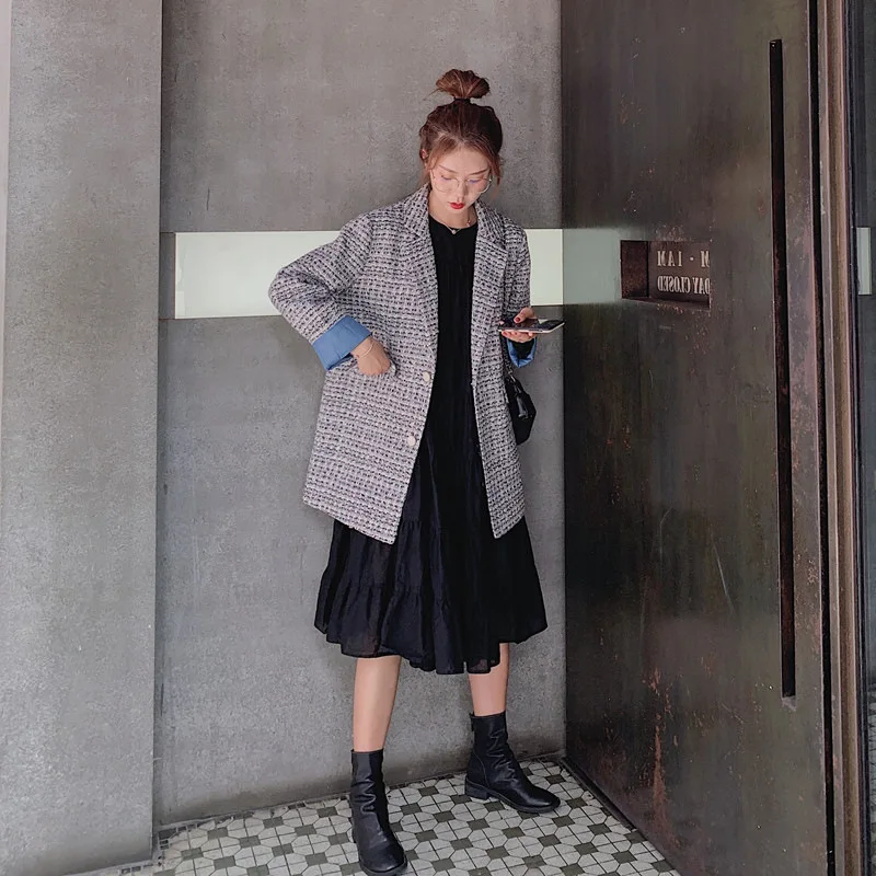 

CHIC Early Autumn Graceful Small Suit Women's Mid-length Spring And Autumn Coat New Style 2019 Korean-style British Style Loose-