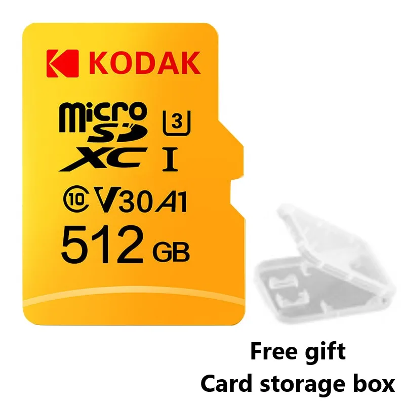 Kodak U3 V30 U1 класс 10 MicroSD XC SDHC sd карта памяти TF флэш-карта 512 ГБ 256 ГБ 128 Гб 64 ГБ 32 ГБ 16 ГБ для мобильного хранения видео - Емкость: U3 512GB