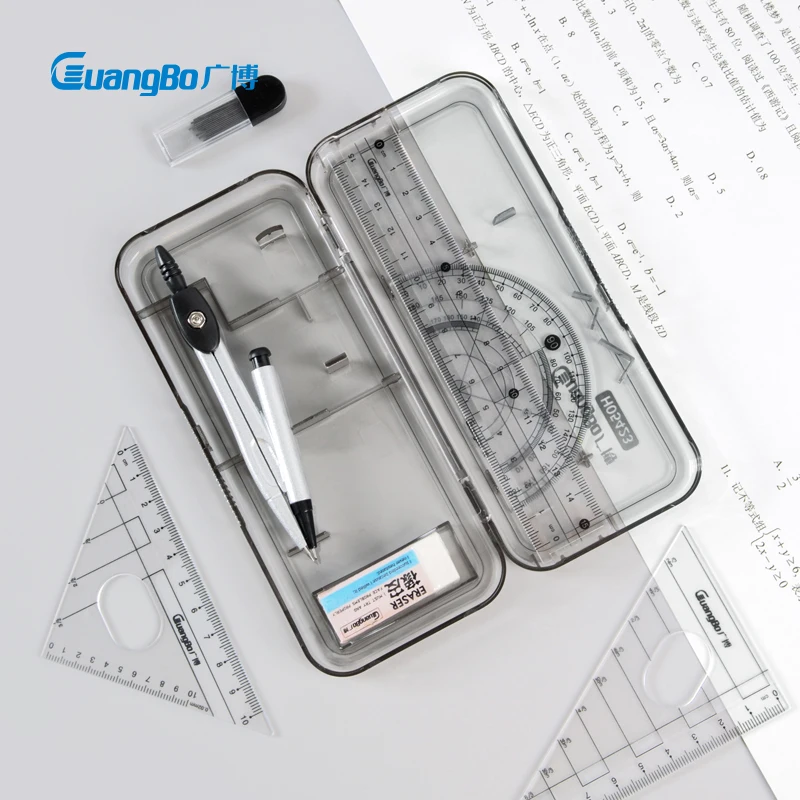 Guangbo Multifunctional Drafting Drawing Compass Set 2Pcs/7Pcs Ruler Stationery Set Triangle Protractor For School Office Supply creative erasable gel pen compass ruler art design drawing instrument tool office school student exam drafting stationery supply