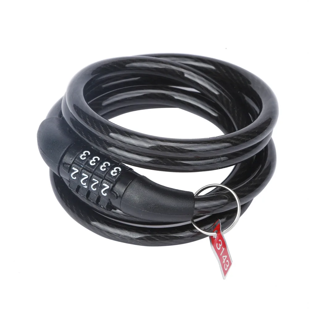 B black bike lock Велосипедный Замок Противоугонный блокировочный трос безопасность, автоматический обмотки сбросить 4-разрядный комбинации пароль замок candado bicicleta 30S7 - Цвет: B black bike lock