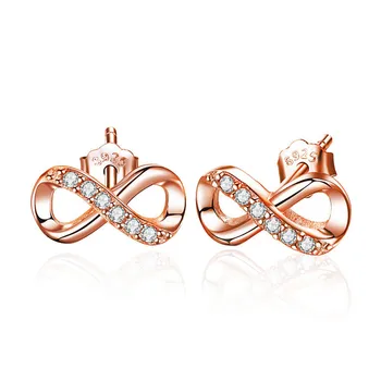 

925 Sterling Silver 8 letters Cubic Zirconia Stud Earrings for Women Fine jewelry Silver Gold Earrings Gift Korean Orecchini