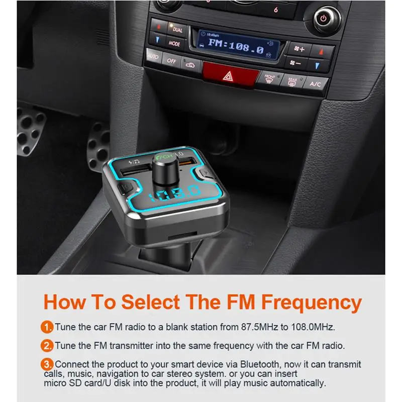 Автомобильный MP3-плеер fm-передатчик с светодиодный экраном Быстрая зарядка двойной зарядное устройство USB сигареты свет голосовая навигация и обслуживание