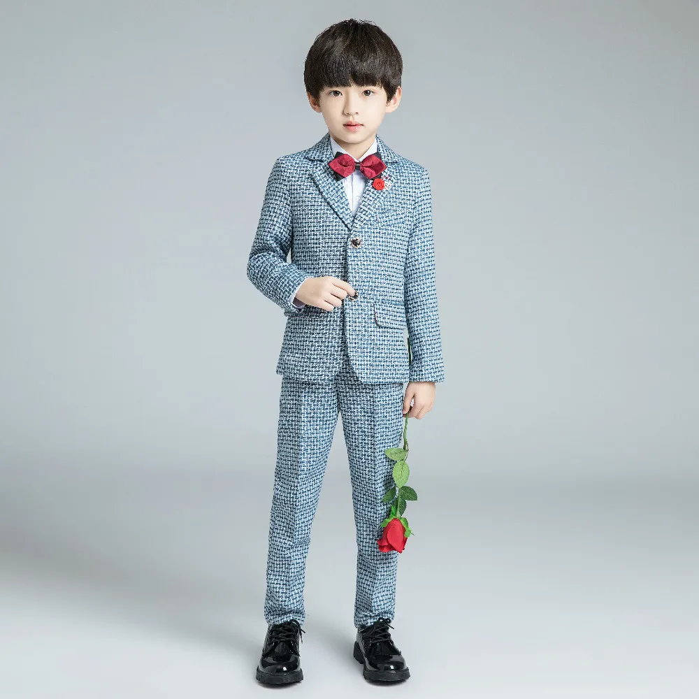 YuanLu/Новые костюмы для мальчиков для свадебной вечеринки, однобортный Блейзер Детский костюм платье с цветочным узором для мальчиков костюм на выпускной в британском стиле