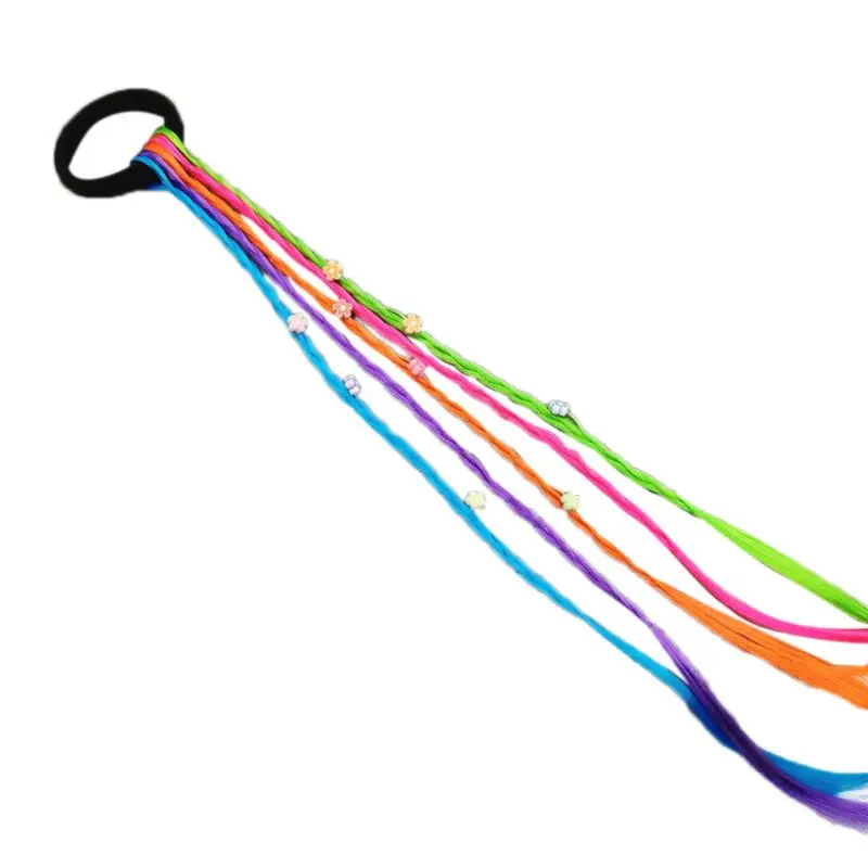 Girls Wig Hair Accessories Elastic Hairband Colorful Hair Lace Twist Braid String Children Headband Headwear 4