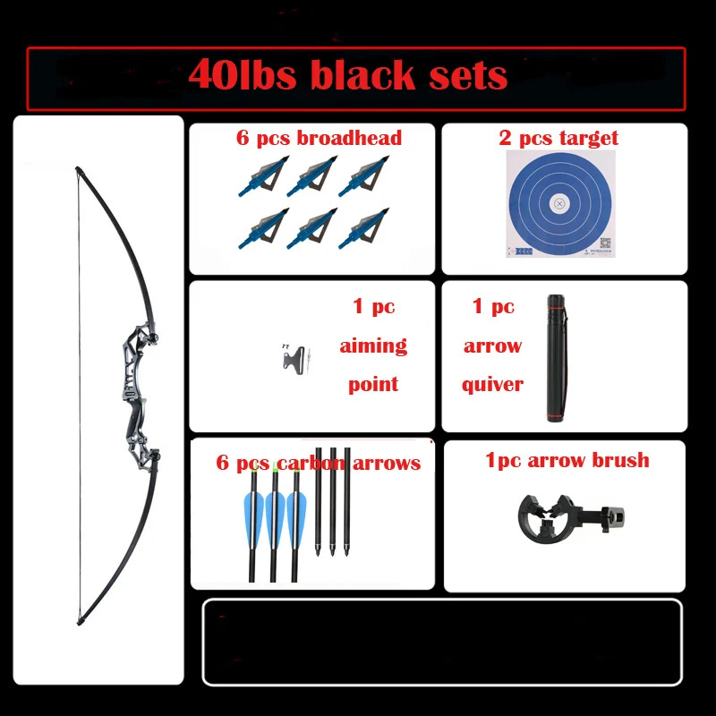 40lbs black set Toparchery 2 цвета стрельба из лука лук 30-40 фунтов мощный охотничий стрельба из лука снять лук стрела со стрелой колчан и стрельба из лука стабилизатор - Цвет: 40lbs black set