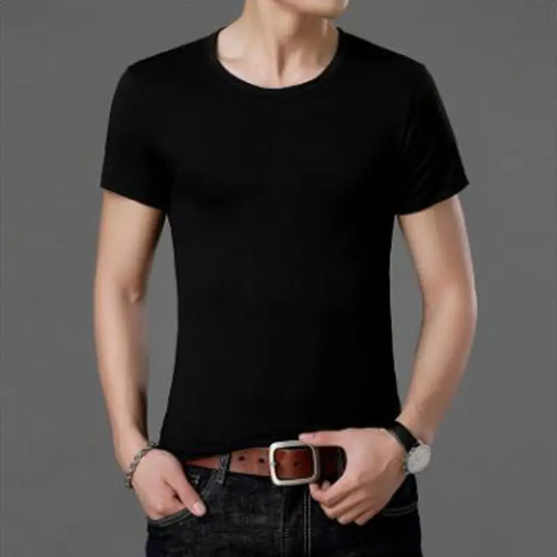 New Men Summer T shirt round neck Solid color black white short sleeve T-shirt trend casual young shirt bottoming shirt New Men Summer T shirt round neck Solid color black white short sleeve T-shirt trend casual young shirt bottoming shirt