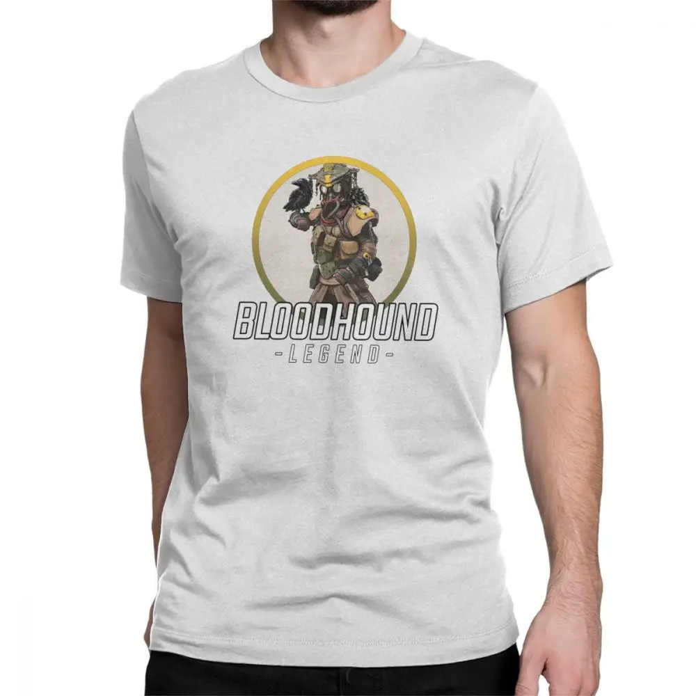 Футболки для мужчин с надписью «Bloodhound Apex Legend», хлопок, юмористичная футболка с круглым вырезом, битва с роялем, футболки с короткими рукавами, одежда для взрослых - Цвет: white