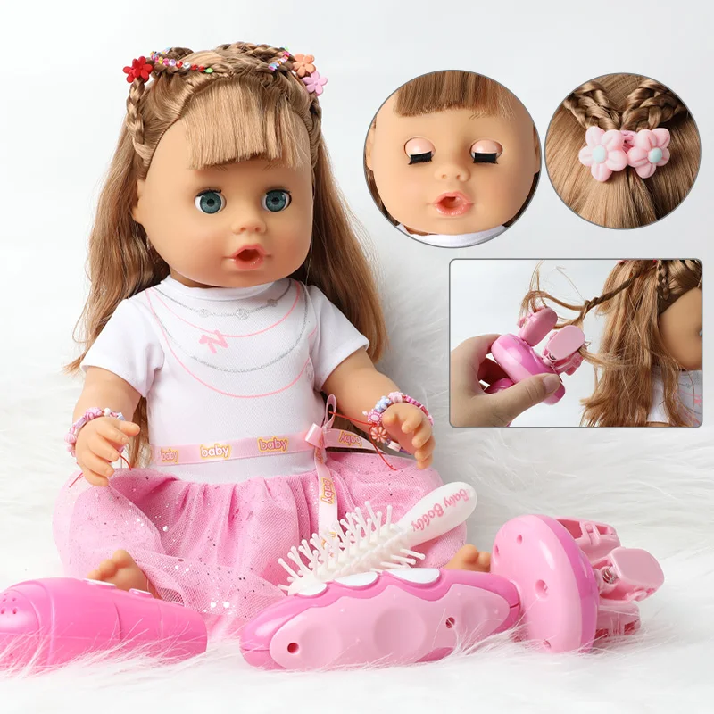 46 см DIY моделирование Bebe Кукла реборн может пить воду длинные волосы