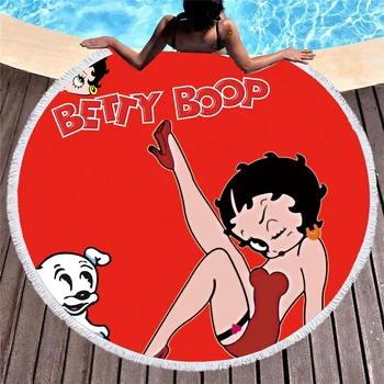 

Cartoon Tassel Round Bath Betty Boop Towel Beach For Kids Adults Bath Towel Microfiber Travel Swimming Shower Bathroom Towel