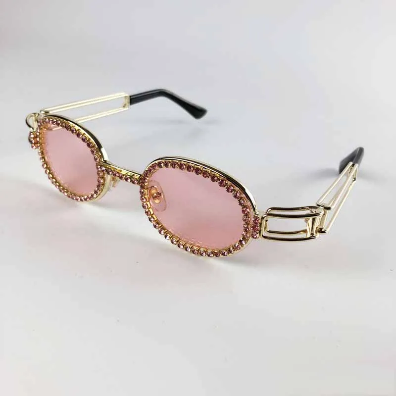 New Oval Oversized Sunglasses Women Metal Claw Chain Rhinestone Decoration Acrylic Big Frame Sun Glasses Eyeglasses UV400