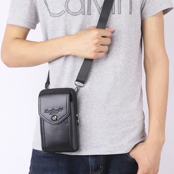 

XiaoDuoLi Brand Genuine Leather Cell Mobile Phone Pouch Case Men Waist Belt Pack Men's Crossbody Shoulder Bag Messenger Bags