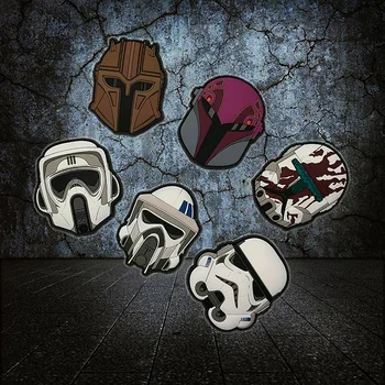 

Cool Robot Helmet Series Buckets PVC Patch Velcro Chapter Tactical Military Badge For Clothes Backpack With Loop&Hook