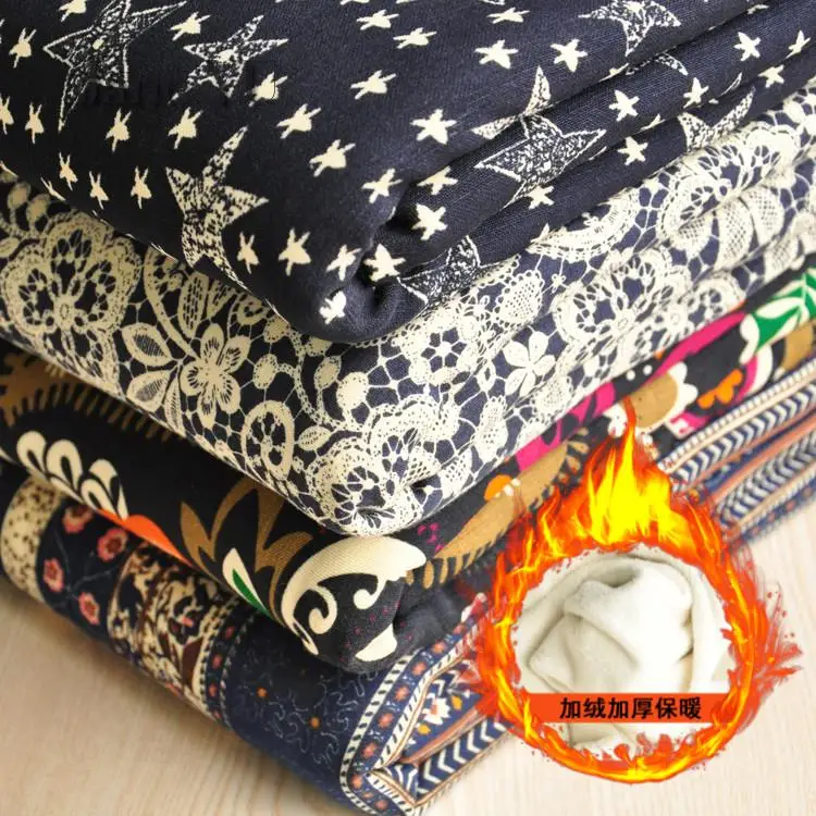 Осенняя и зимняя утолщенная трикотажная не пуховая ткань теплая одежда пижамы брюки юбка свитер ткань половина метра цена