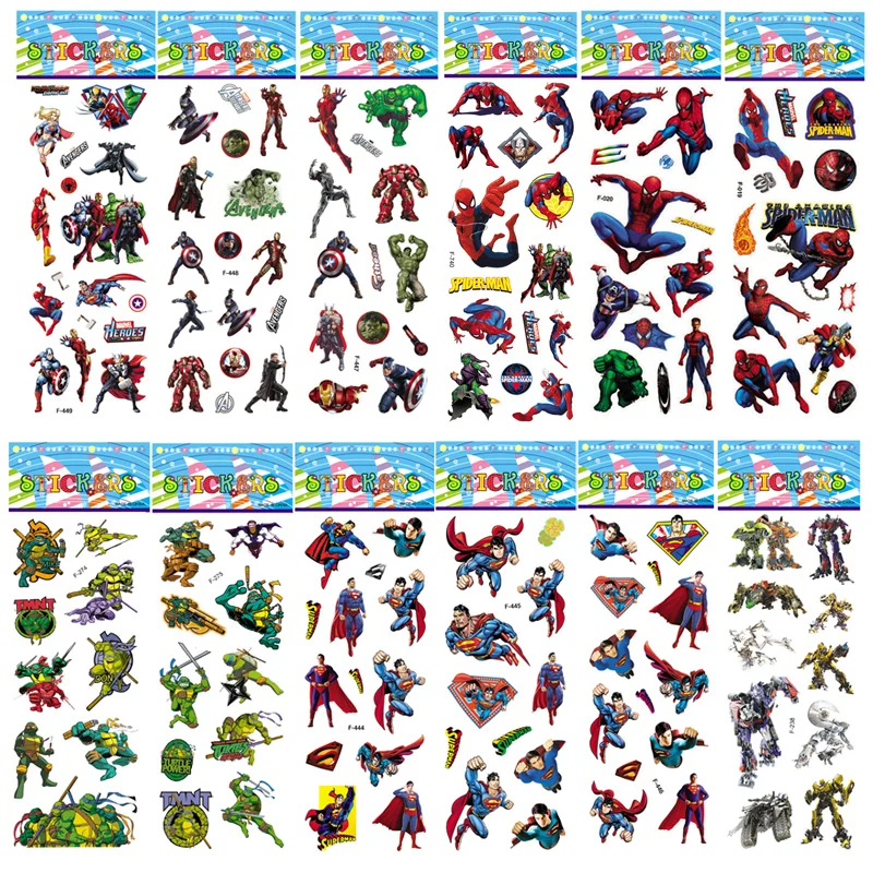 

10 Sheets 27 Style Not repeat Marvel Movie Hero Sticker Captain america Venom 3D Bubble Puffy Superman Children Toys Boy