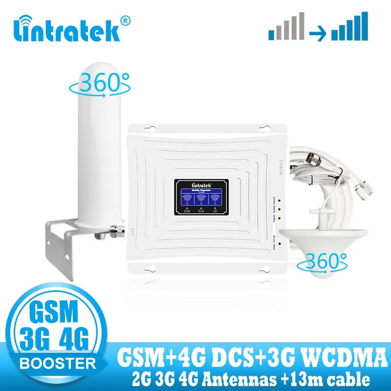 

Lintratek Cellular Signal Booste GSM 900 DCS 1800 WCDMA 2100 Mhz Mobile 4G Signal Booster Repeater 2G 3G 4G Internet Amplifier