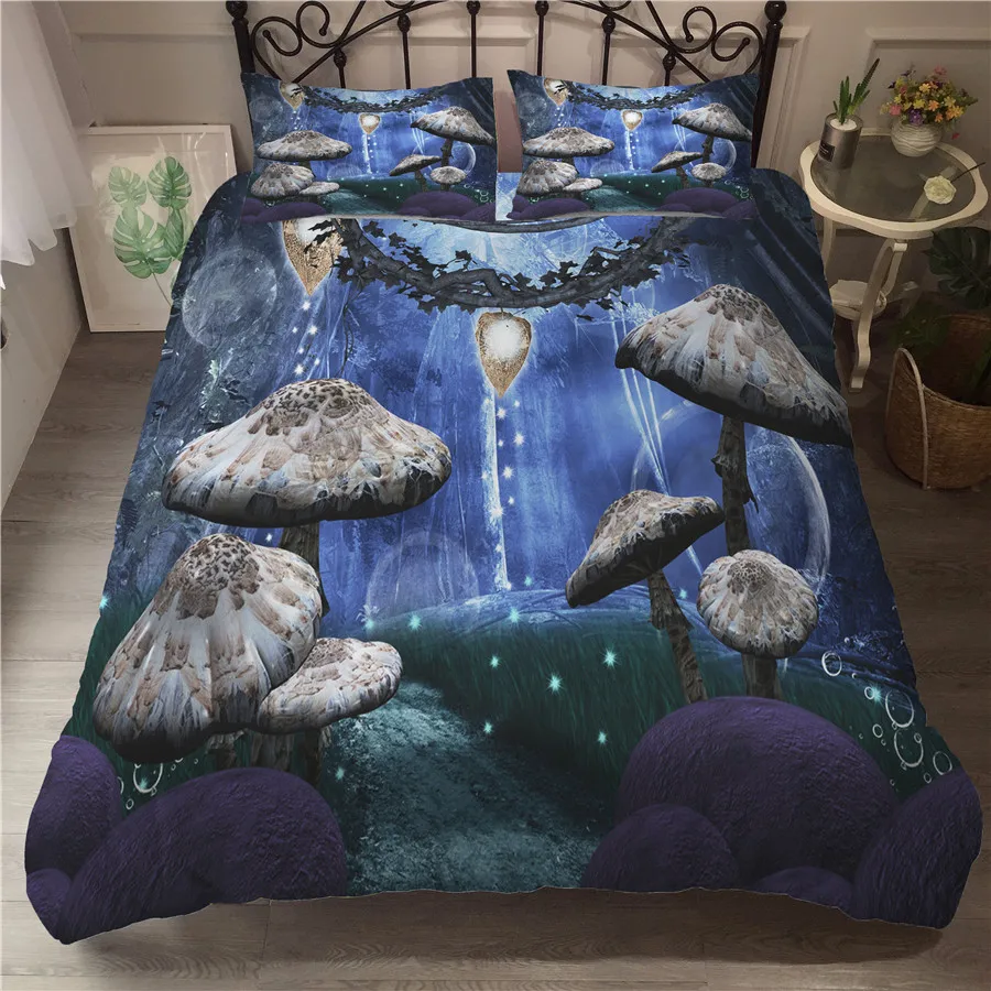 

A Bedding Set 3D Printed Duvet Cover Bed Set Fairy Mushroom Home Textiles for Adults Bedclothes with Pillowcase #MG09
