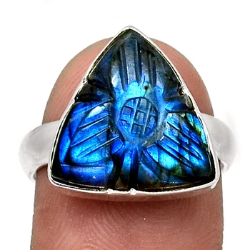 

Genuine Carved Labradorite Ring 925 Sterling Silver, USA Size : 8 , AR4332