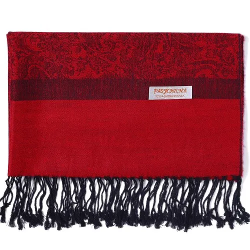 35-Red-Black Пашмины Шаль жаккардовый Пейсли кашемировый шарф Шелковый Хиджаб весна осень зима женский длинный большой бахромой зеленый черный 70X200 см - Цвет: 35-Red-Black