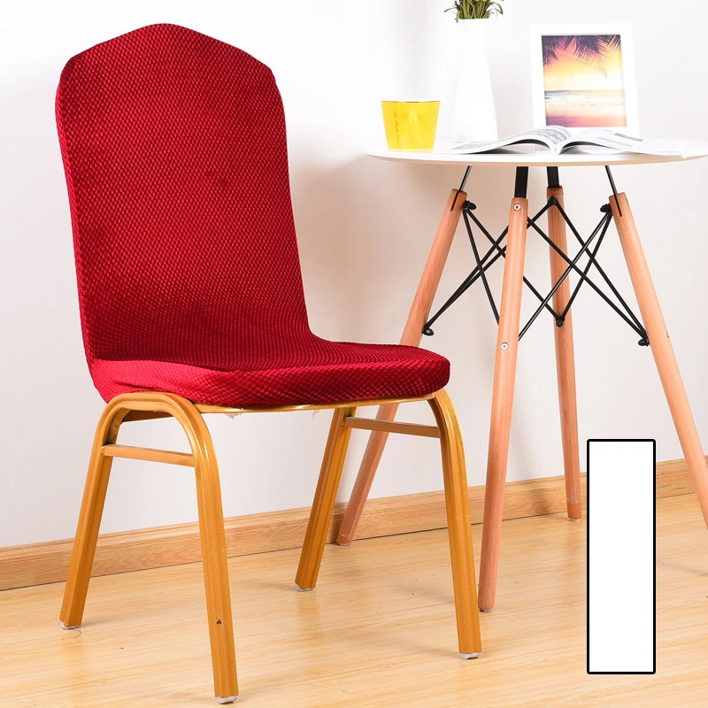 Plush hotel restaurant banquet simple style general chair stool cover stretch high grade - Цвет: Белый