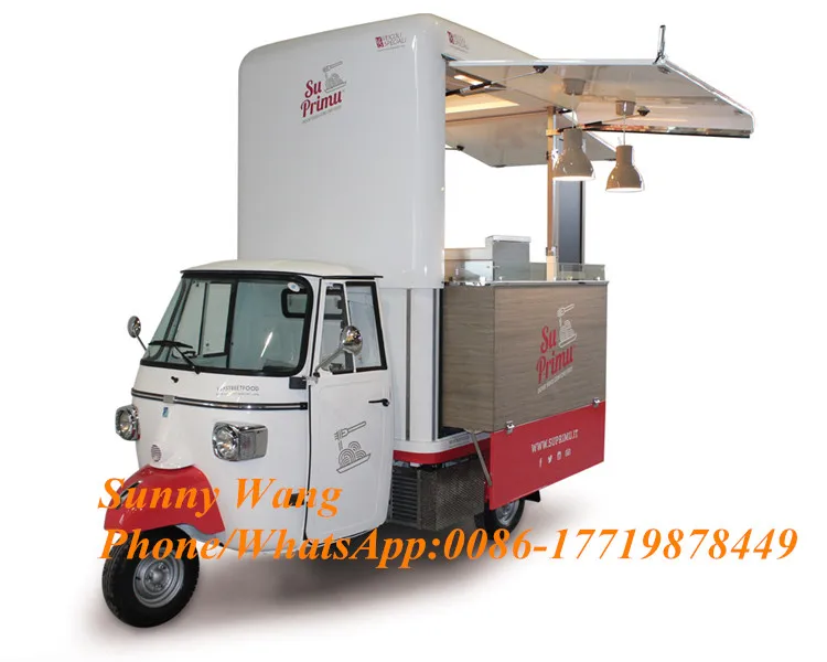 Быстрый мобильный Piaggio пищевой трехколесный винтажный ланч-грузовик сэндвич-тележка пищевой прицеп барбекю грузовик пищевой вагон передвижной пищевой фургон