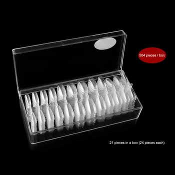 

504 Pieces / Box Of Nails Oval Nails Ultra-Thin Transparent Non-Marking False Nails Extended Nails