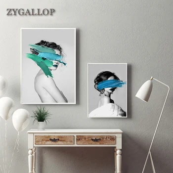 

ZYGALLOP Creative Colorful Canvas Oil Painting Fashion Woman Art Poster Scandinavian Abstract Wall Art Modern Room Decoration