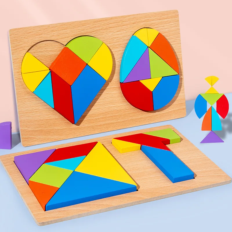 Quebra-cabeças de madeira do bebê brinquedos 3d quebra-cabeças placas  tangram jogo diy figuras geométricas matemática aprendizagem precoce  brinquedos para crianças presentes - AliExpress
