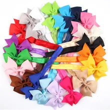 Стиль-европейский и американский бант, детская лента для волос, полностью ручная работа, детская эластичная повязка, аксессуары для волос, 20 цветов