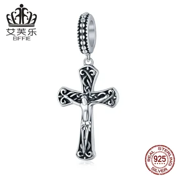 

Jesus Cross wholesale Diy spacer beads natural stone for jewelry making Fit charm pandora bracelet silver 925 original