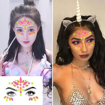 

Music Festival Rhinestone Crystal Diamond Tattoo Drill Paste Resin Face Sticker Environmentally Friendly No Harm to Skin