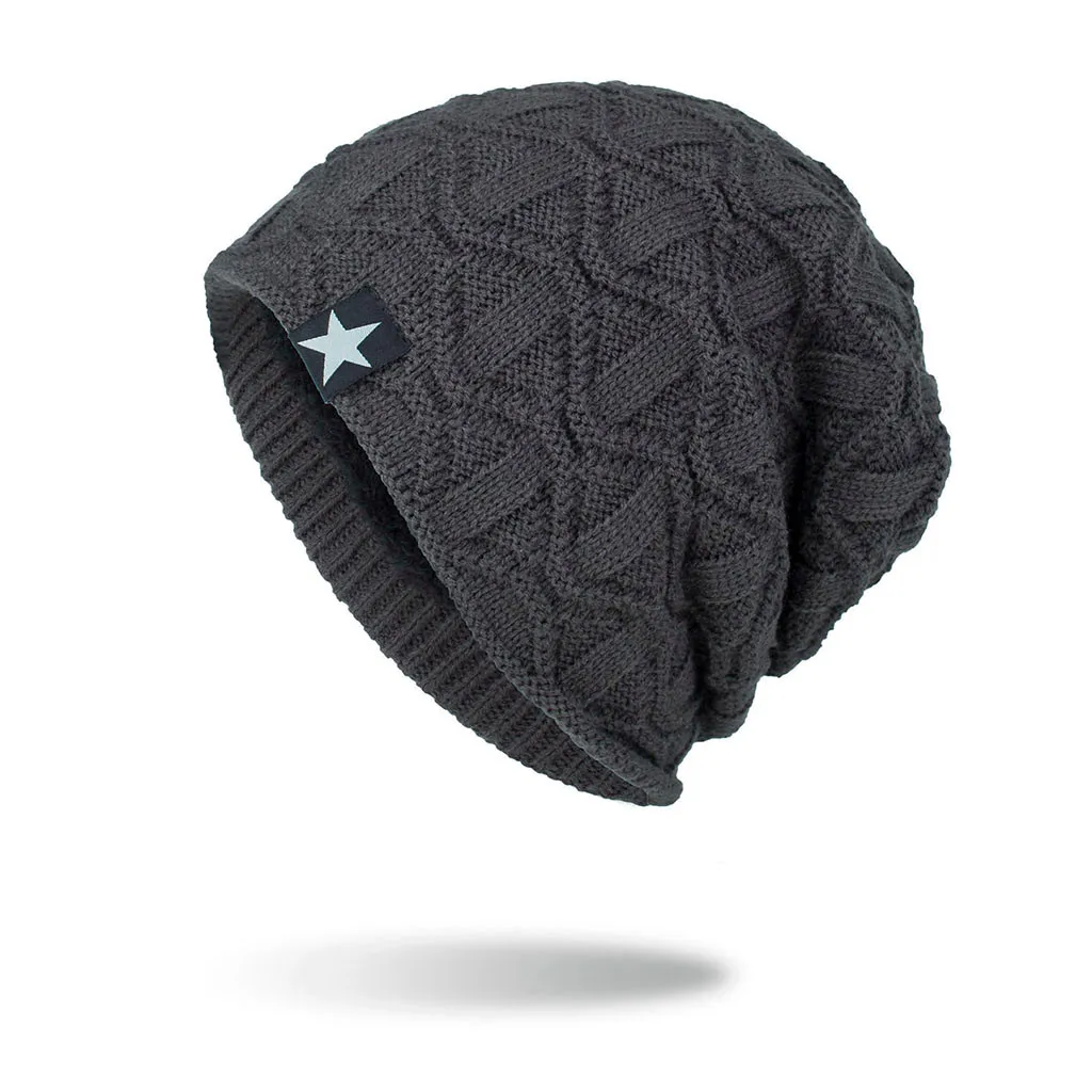 Dark Gray Женские зимние Пуховые головные уборы, вязаные шапки, зимние шапки, шарф, вязаная шапка, Женская Мужская теплая одноцветная Шапка-бини# C1 - Цвет: Dark Gray