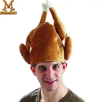 

Molezu 2021 Hilarious Plush Roasted Turkey Hat Thanksgiving Halloween Turkey Costume Funny Hat for Christmas Holiday
