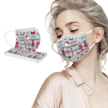

10pc Adult's Christmas Mask Mascarillas Unisex Disposable Health Care Respirator Face Mouth Mask 3-layer Face Masks Cover