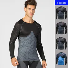 Мужская быстросохнущая футболка для занятий спортом с длинным рукавом, компрессионный фитнес мужской Джерси для бега, Спортивная футболка для мужчин, бодибилдинг, быстросохнущая эластичная