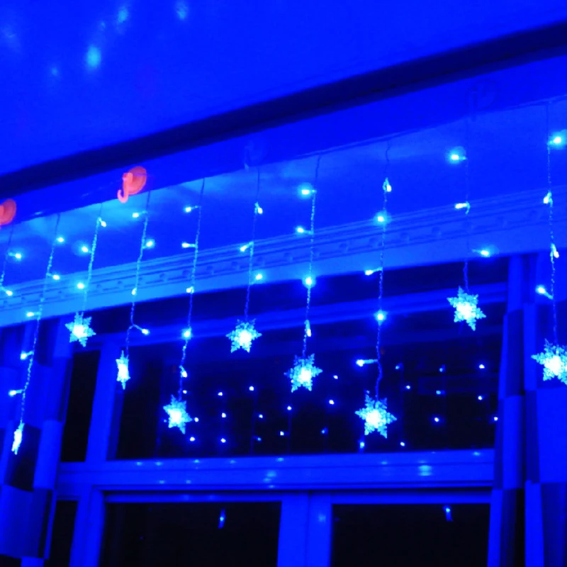 3.8M LED Curtain Snowflake String Lights LED Fairy Lights 8 Modes Christmas Lights Wedding Party Decoration 220-240V