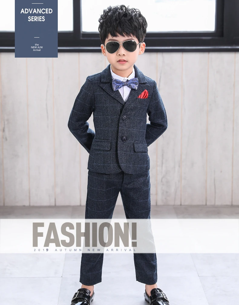 Dollplus/Детские костюмы для мальчиков деловой жилет+ блейзер+ брюки, Детский костюм из 3 предметов Пиджаки для джентльменов, Свадебный костюм Детская праздничная одежда