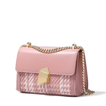 

Hot sales women's bag 2019 new Korean version of the woven slung shoulder small square bag wholesale and retail free shipping