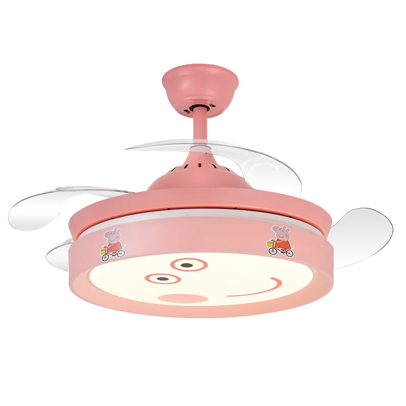 

Creative Modern Remote Control Mute Security Save Energy Led Ceiling Fan Light 42 Inch Girl Princess Room Pink Fan Hanging Lamp