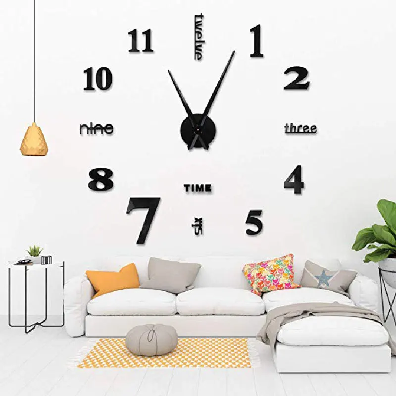 

Modern DIY 3D Mirror Surface Large Number Wall Clock Sticker Home Office Decor Mirror Living Room Art Design Wall Clock 40*40cm